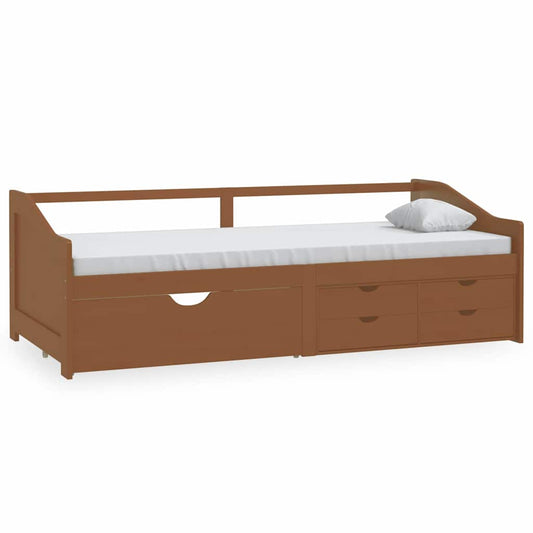 3-Seater Day Bed without Mattress Honey Brown Solid Pinewood 90x200cm