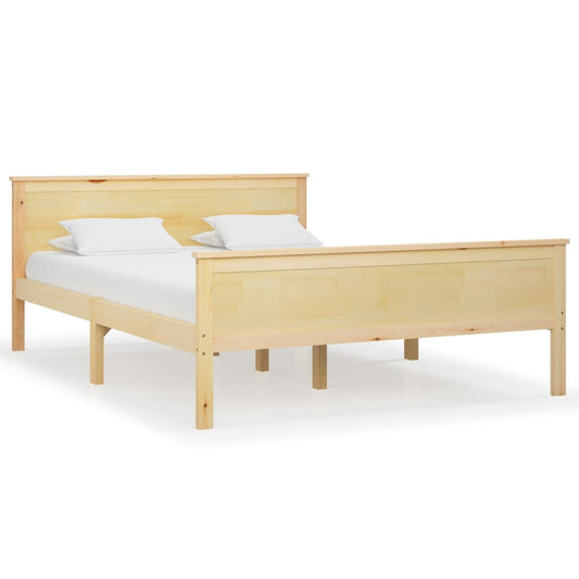 Bed Frame | Natural Wood | Solid Pinewood, Plywood | Double | Durable
