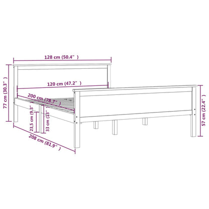 Bed Frame without Mattress Solid Wood Pine 120x200 cm