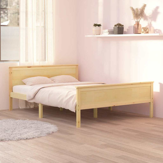 Bed Frame | Natural Wood | Solid Pinewood, Plywood | Double | Durable