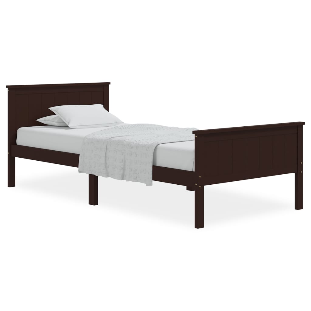 Bed Frame | Dark brown | Solid pine wood, plywood | Single | Durable
