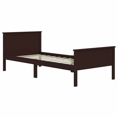 Bed Frame | Dark brown | Solid pine wood, plywood | Single | Durable