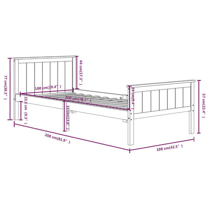 Bed Frame | Dark brown | Solid pine wood, plywood | Single | Durable