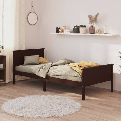 Bed Frame | Dark brown | Solid pine wood, plywood | Single | Durable