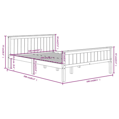 Bed Frame | Grey | Solid pine wood, Plywood | 160x200 cm | Minimalist