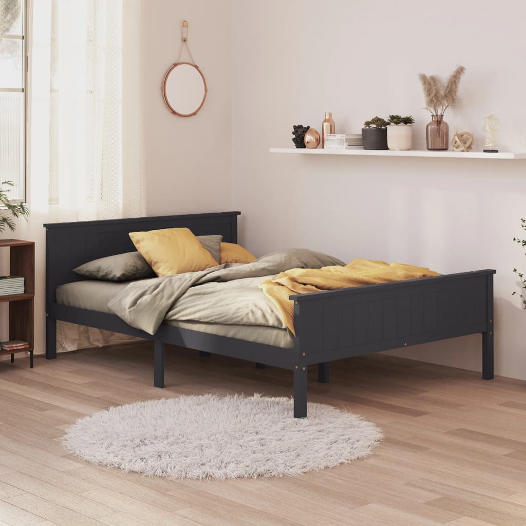 Bed Frame | Grey | Solid pine wood, Plywood | 160x200 cm | Minimalist