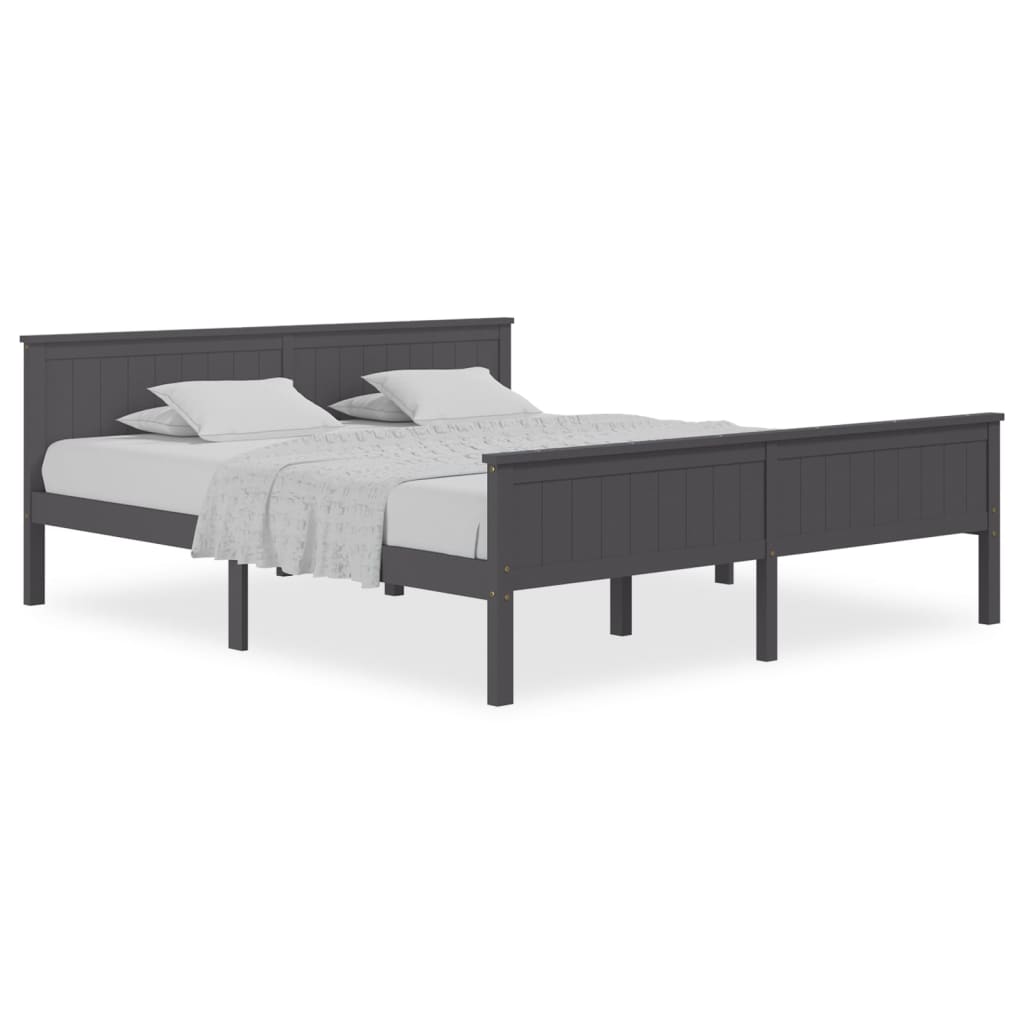 Bed Frame | Grey | Solid Pine Wood, Plywood | Double | Bed Frame