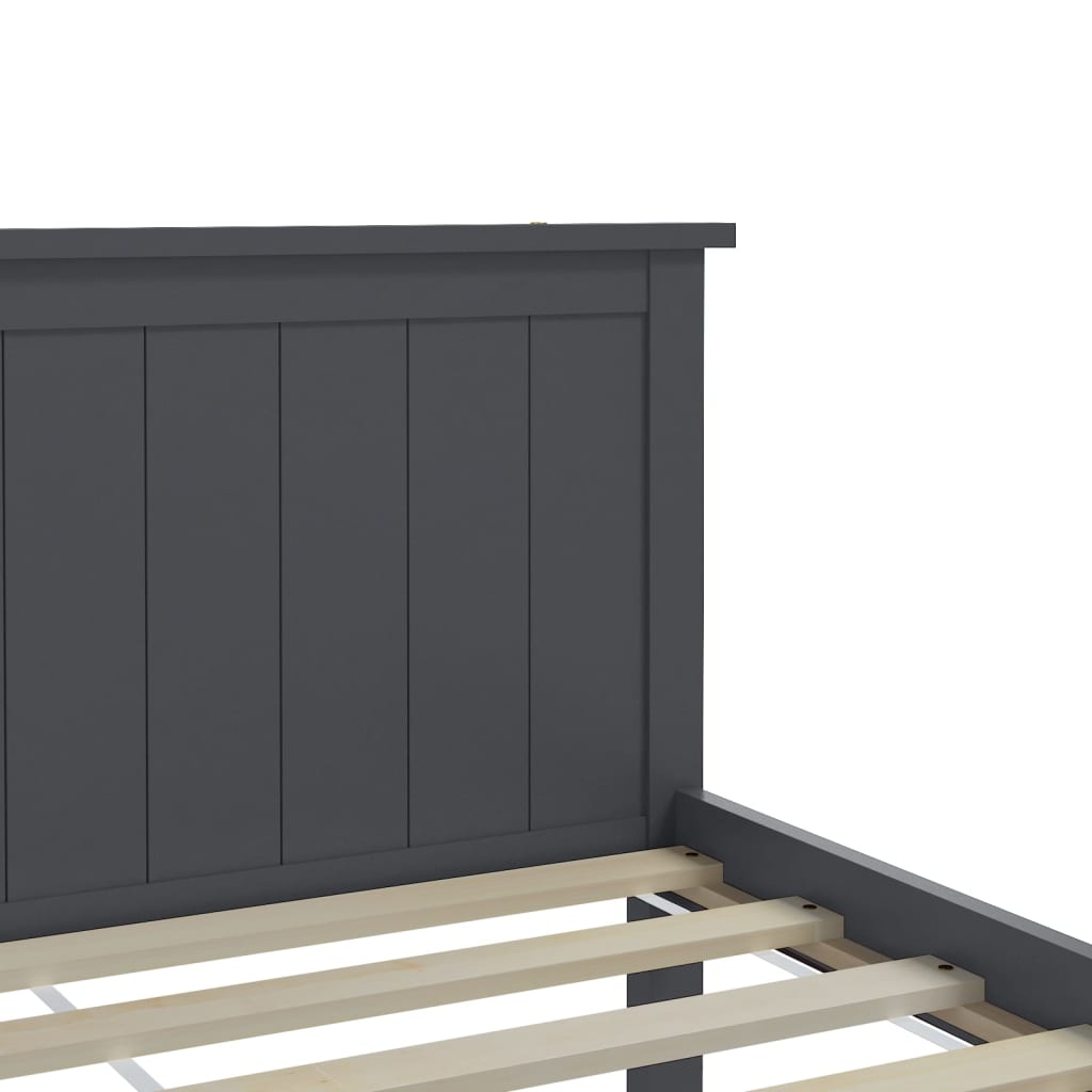 Bed Frame | Grey | Solid Pine Wood, Plywood | Double | Bed Frame