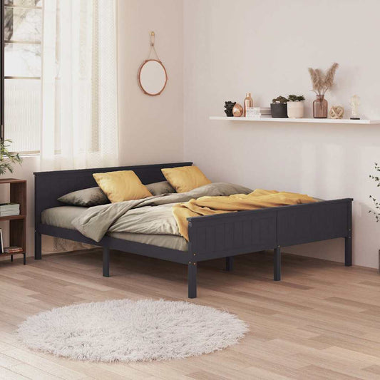 Bed Frame | Grey | Solid Pine Wood, Plywood | Double | Bed Frame