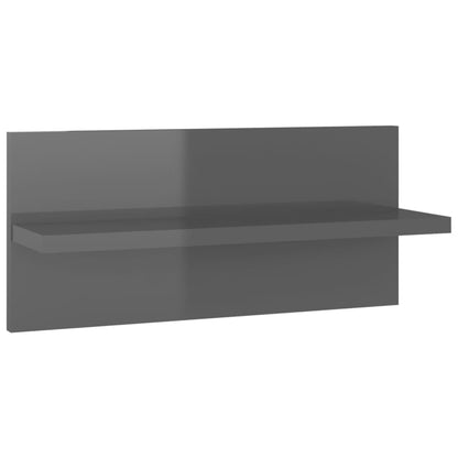 Wall Shelves 2 pcs High Gloss Grey 40x11.5x18 cm