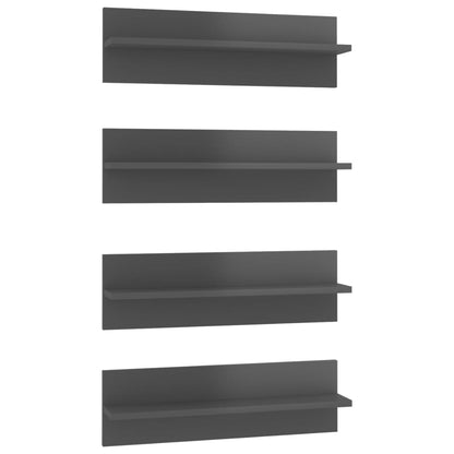 Wall Shelf 4 pcs High Gloss Grey 60x11.5x18 cm Engineered Wood