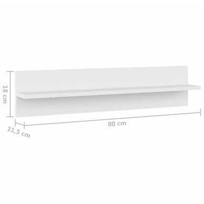 Wall Shelf 2 pcs White 80x11.5x18 cm Engineered Wood