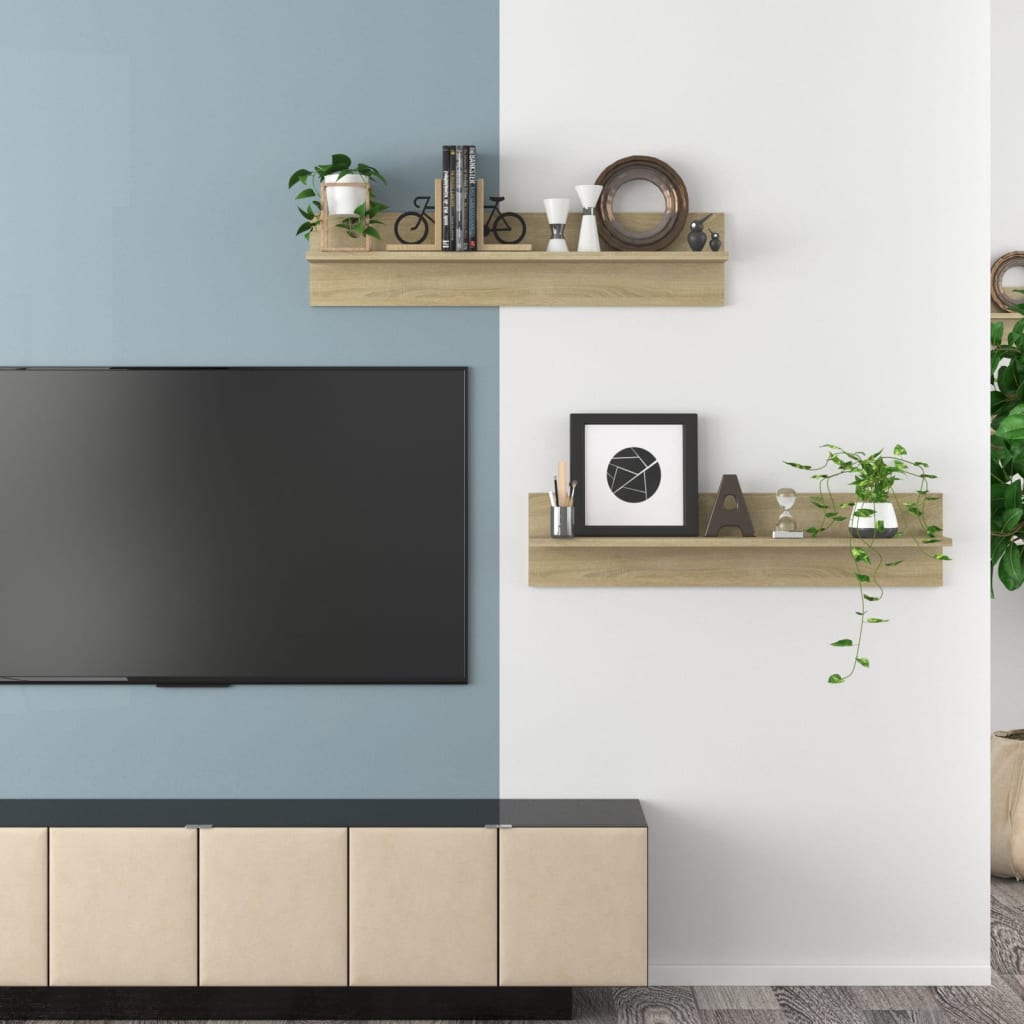 Wall Shelf 2 pcs Sonoma Oak 80x11.5x18 cm Engineered Wood