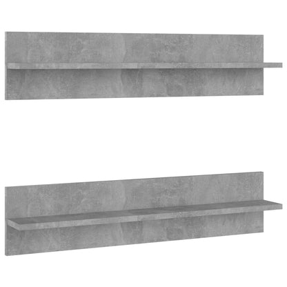 Wall Shelf 2 pcs Concrete Grey 80x11.5x18 cm Engineered Wood