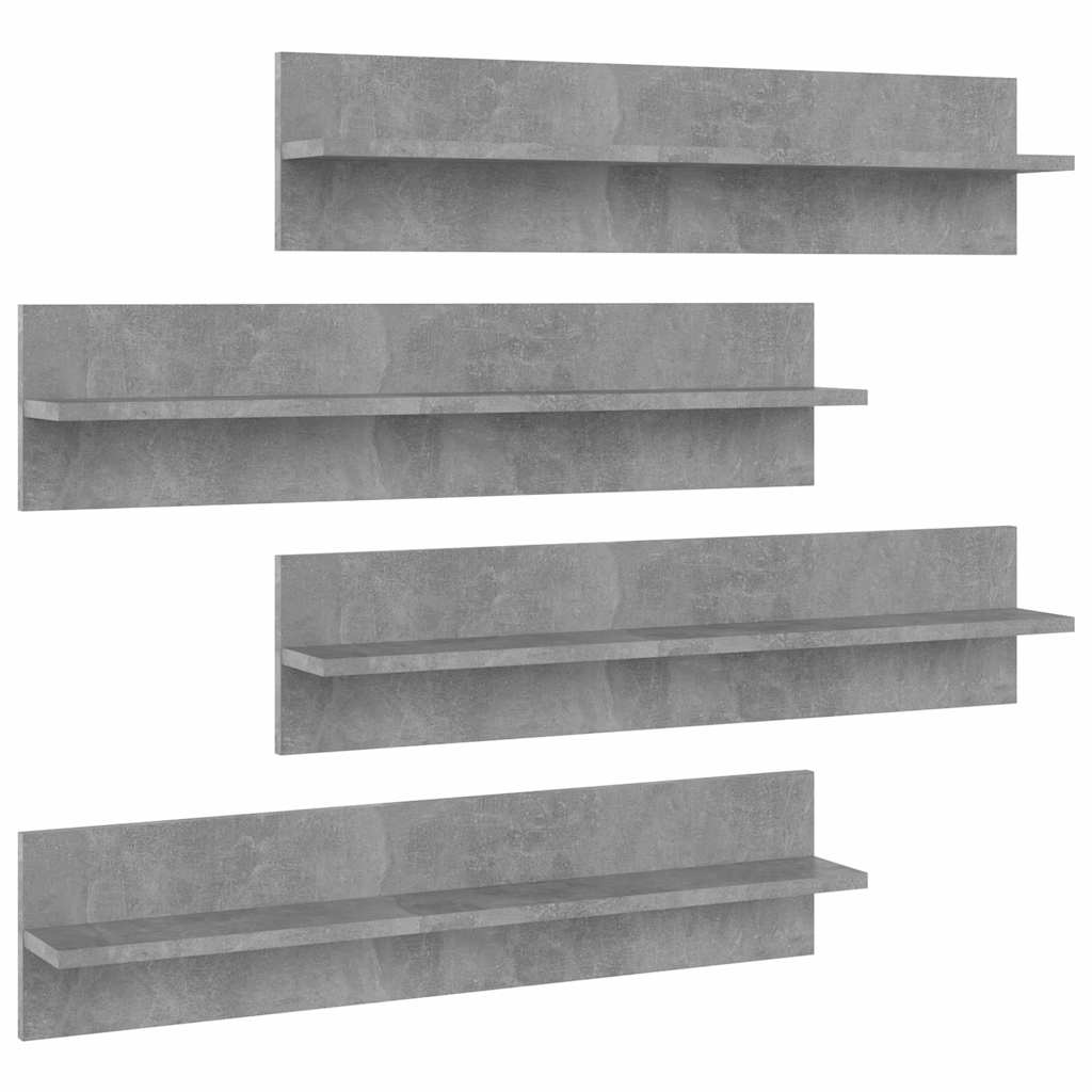 807342 vidaXL Wall Shelves 4 pcs Concrete Grey 80x11,5x18 cm Engineered Wood