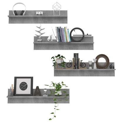 807342 vidaXL Wall Shelves 4 pcs Concrete Grey 80x11,5x18 cm Engineered Wood