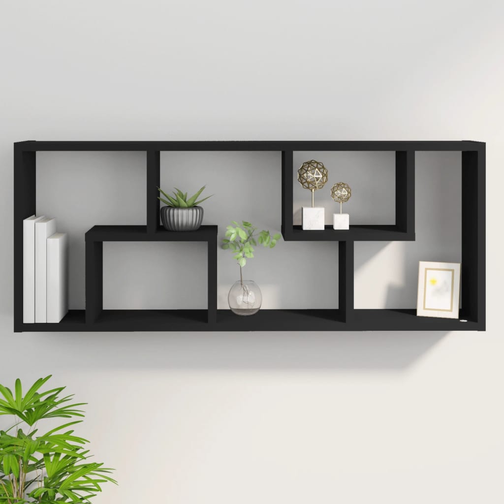 Wall Shelf Black 36x16x90 cm Engineered Wood