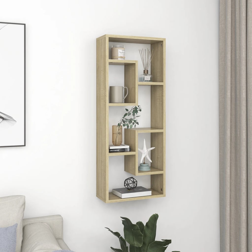 Wall Shelf Sonoma Oak 36x16x90 cm Engineered Wood