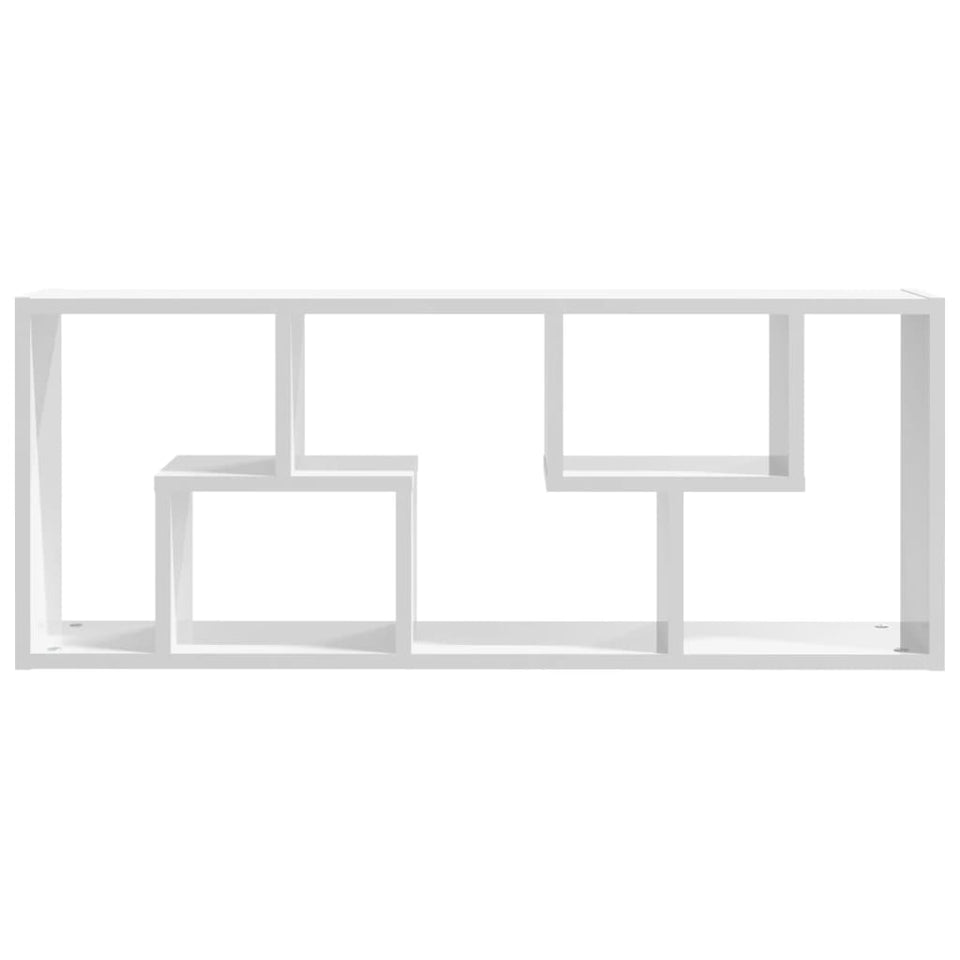 Wall Shelf High Gloss White 36x16x90 cm Engineered Wood