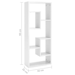 Wall Shelf High Gloss White 36x16x90 cm Engineered Wood