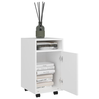 Side Cabinet | White | Engineered wood | Medium |  Lockable wheels