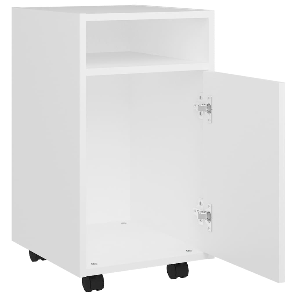 Side Cabinet | White | Engineered wood | Medium |  Lockable wheels