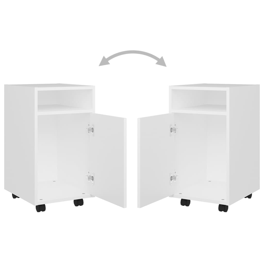 Side Cabinet | White | Engineered wood | Medium |  Lockable wheels
