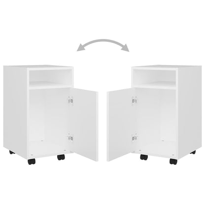 Side Cabinet | White | Engineered wood | Medium |  Lockable wheels