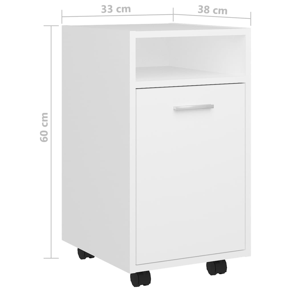 Side Cabinet | White | Engineered wood | Medium |  Lockable wheels