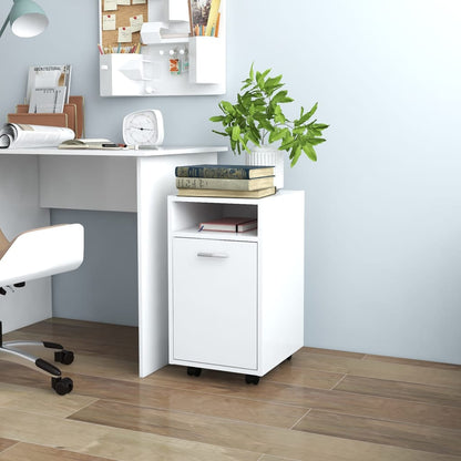 Side Cabinet | White | Engineered wood | Medium |  Lockable wheels