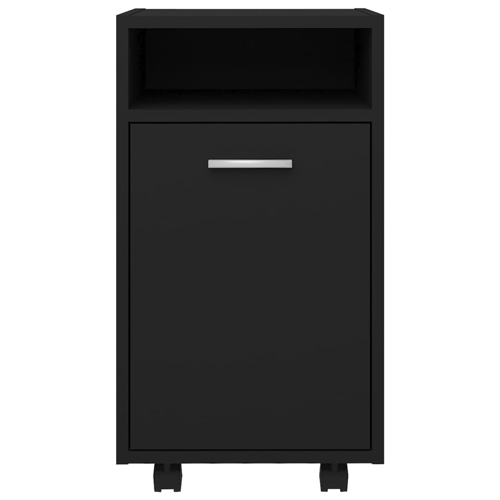 Side Cabinet with Wheels Black 33x38x60 cm Engineered Wood