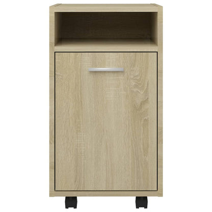 Side Cabinet | Sonoma oak | Engineered wood | Compact | Lockable wheels