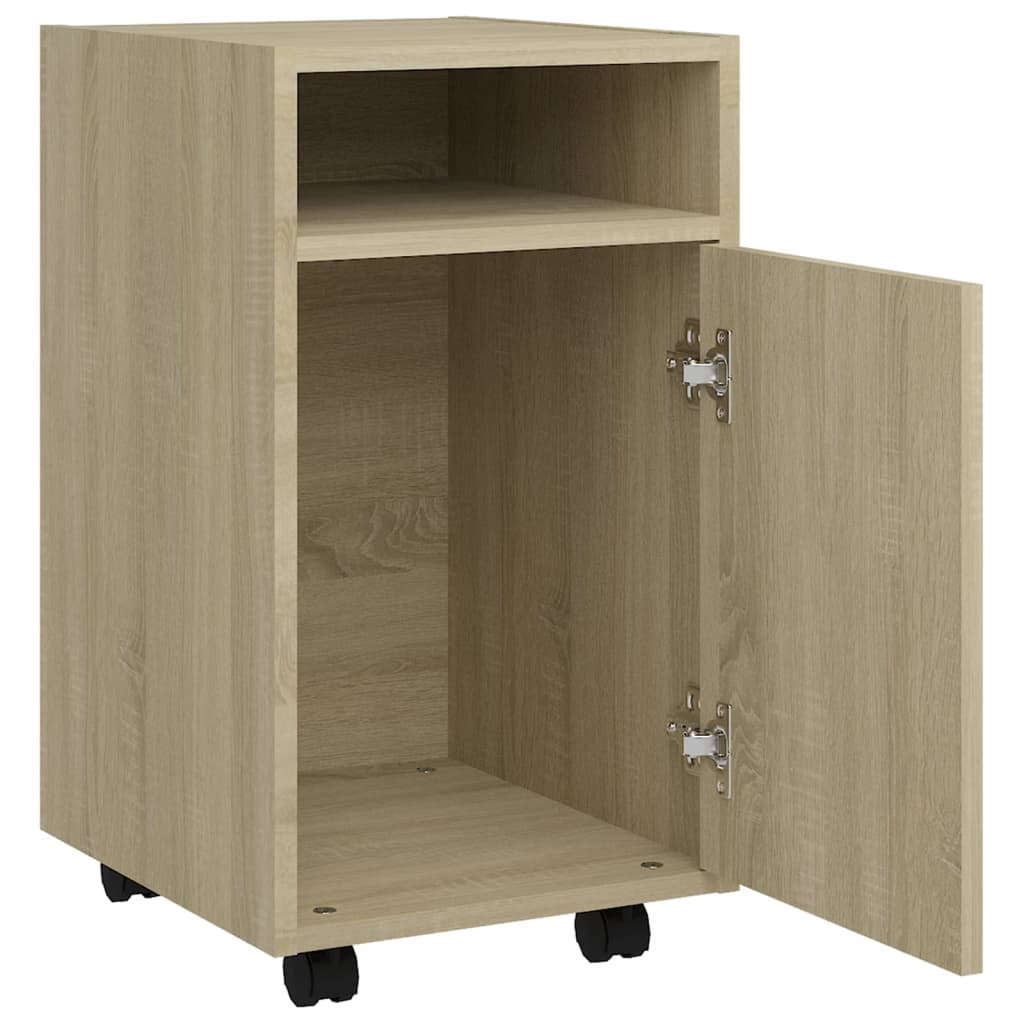 Side Cabinet | Sonoma oak | Engineered wood | Compact | Lockable wheels