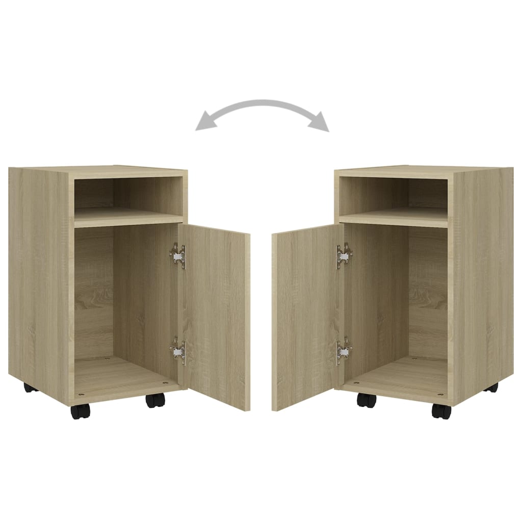 Side Cabinet | Sonoma oak | Engineered wood | Compact | Lockable wheels