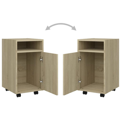 Side Cabinet | Sonoma oak | Engineered wood | Compact | Lockable wheels