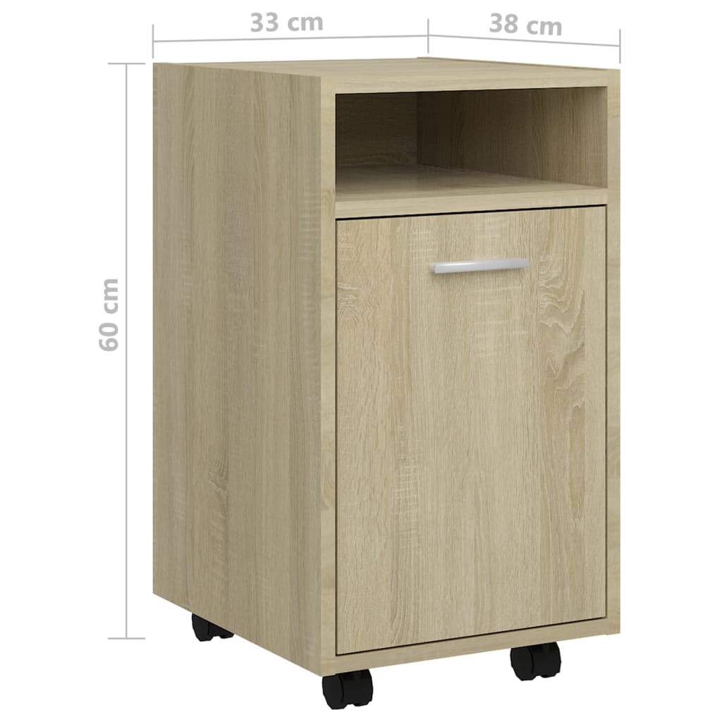 Side Cabinet | Sonoma oak | Engineered wood | Compact | Lockable wheels