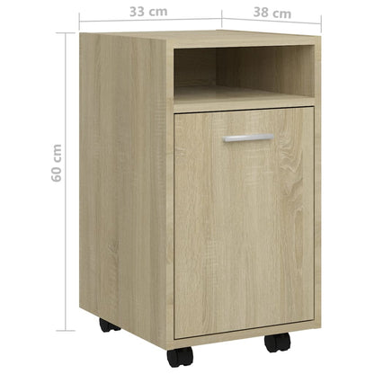 Side Cabinet | Sonoma oak | Engineered wood | Compact | Lockable wheels