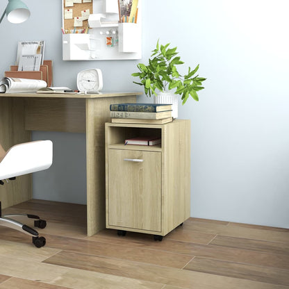 Side Cabinet | Sonoma oak | Engineered wood | Compact | Lockable wheels