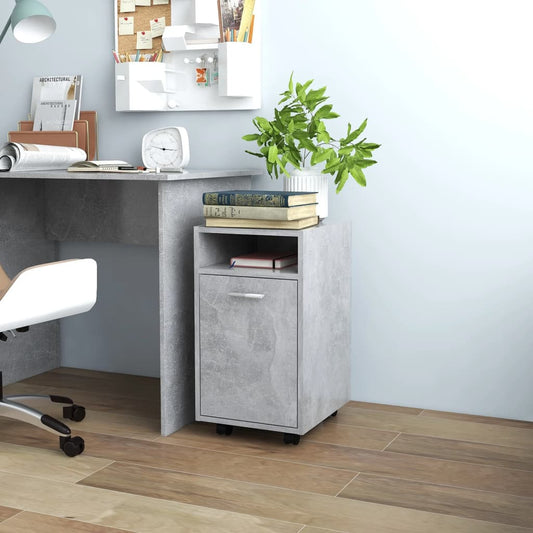 Side Cabinet | Concrete Grey | Engineered wood | Compact | Rollable