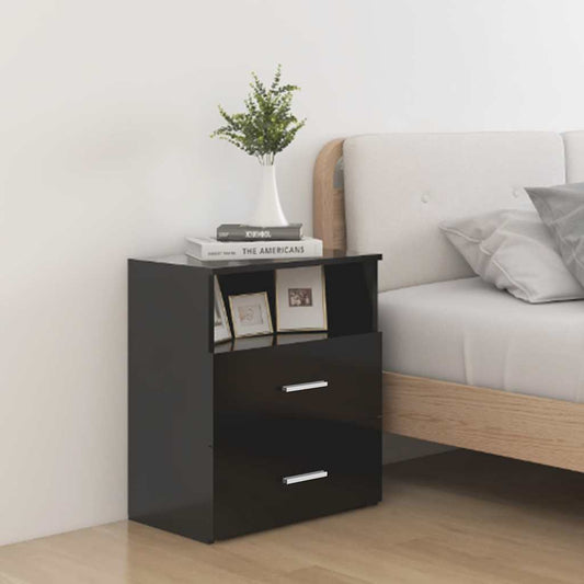 803275 vidaXL Bed Cabinets 2 pcs Black 50x32x60 cm