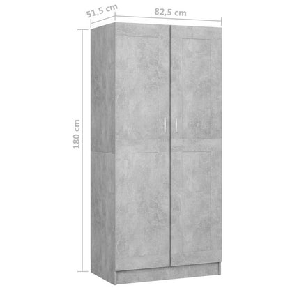 803438 vidaXL Wardrobe Concrete Grey 82,5x51,5x180 cm Engineered Wood