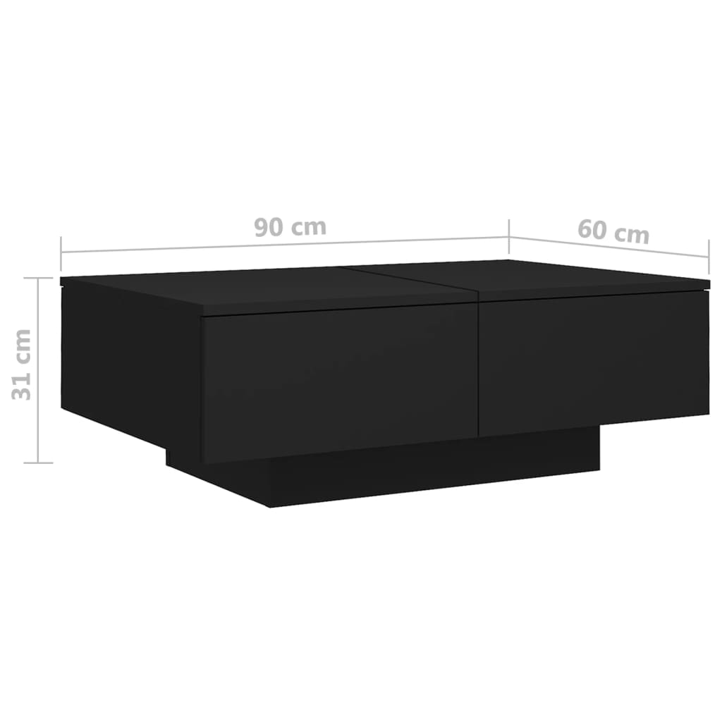 Coffee Table | Black | Engineered wood | 90 x 60 x 31 cm | Coffee Table