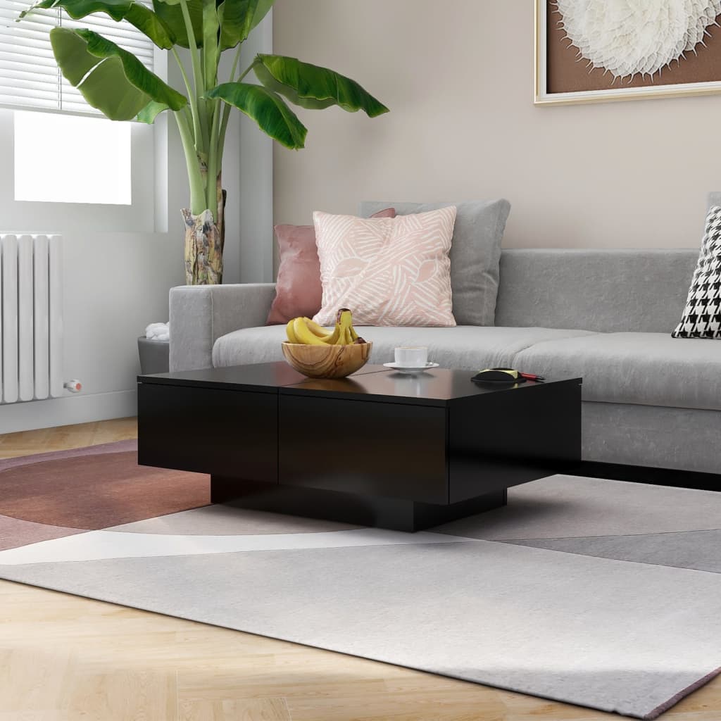 Coffee Table | Black | Engineered wood | 90 x 60 x 31 cm | Coffee Table