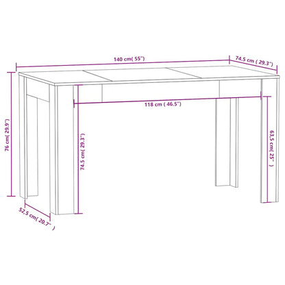 Dining Table White 55.1"x29.3"x29.9" Engineered Wood