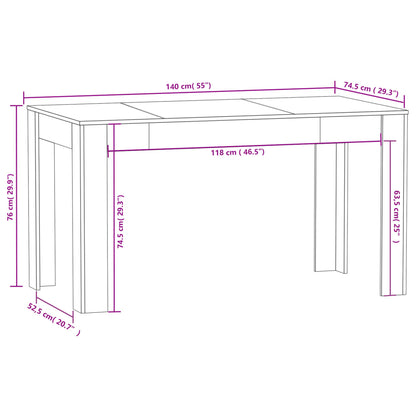 Dining Table Concrete Grey 140x74.5x76 cm Engineered Wood