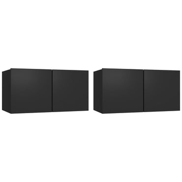 Hanging TV Cabinets 2 pcs Black 60x30x30 cm