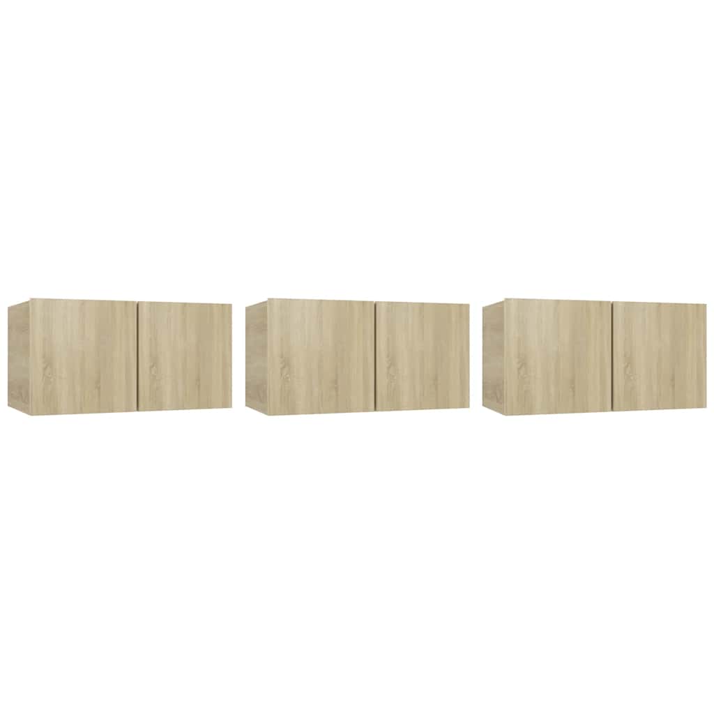 Hanging TV Cabinets 3 pcs Sonoma Oak 60x30x30 cm