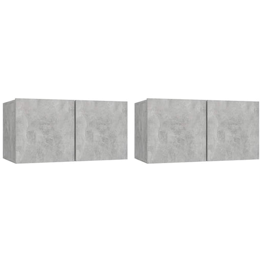 TV Cabinet | Set of 2 | Concrete Grey | Engineered wood | Compact