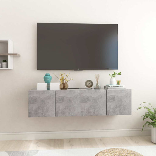 TV Cabinet | Set of 2 | Concrete Grey | Engineered wood | Compact
