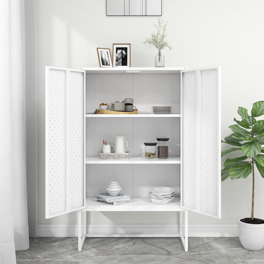Highboard White 31.5"x13.8"x53.1" Steel